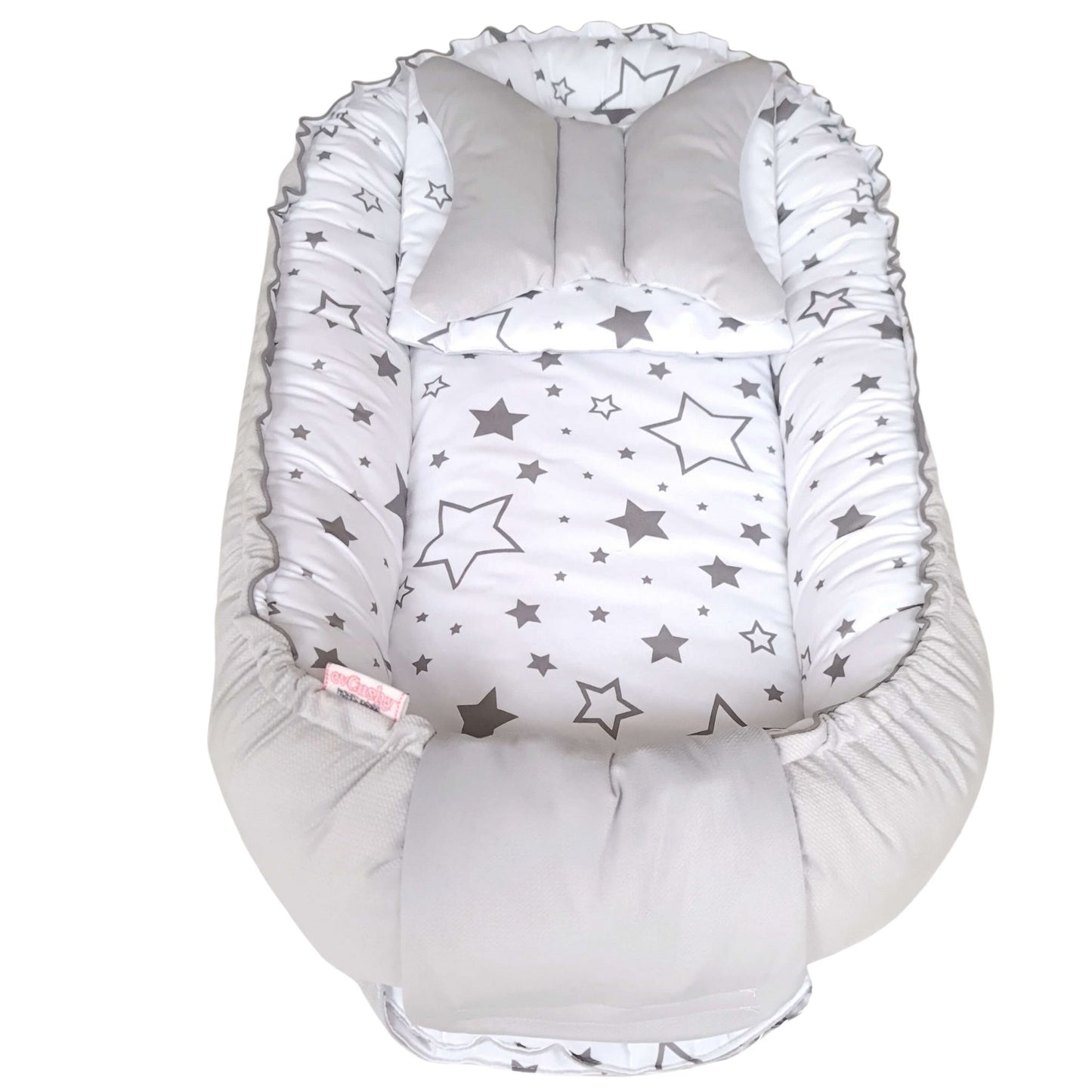 baby nest set grey velvet and cotton