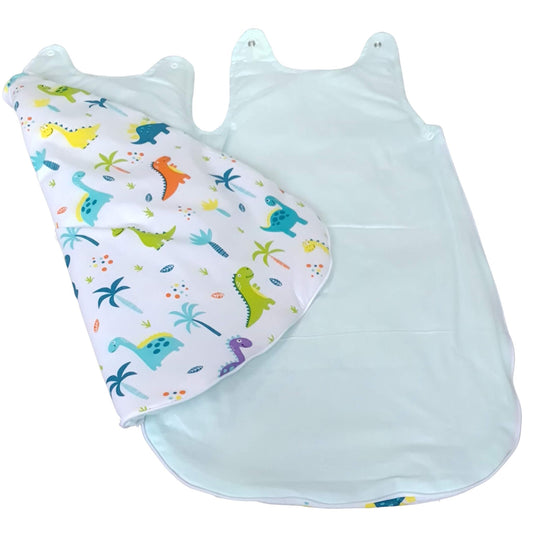 baby sleeping bag cotton 2.5 tod blue yellow green dinosaurs
