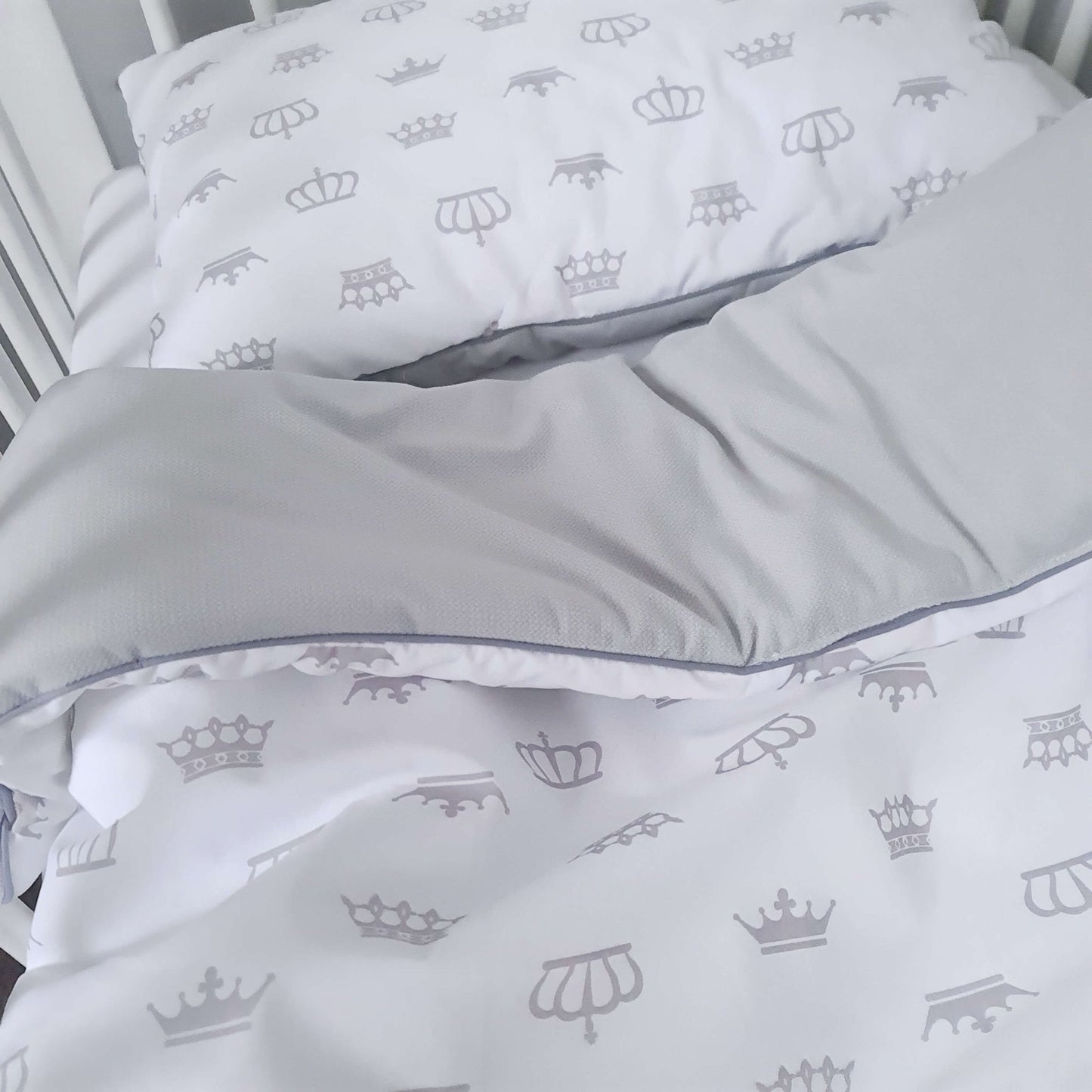 luxurious bedding for baby cot quilt and pillow for toddler grey white