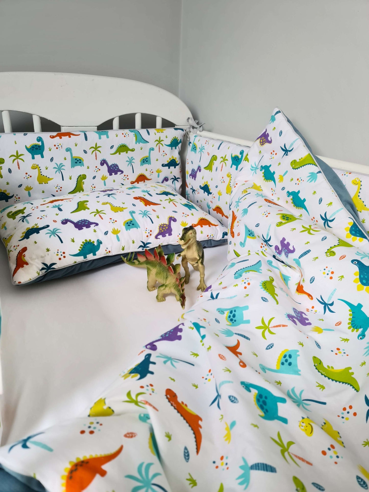 Duvet & Pillow For Cot 70x140cm Cotton & Plush| Dinos