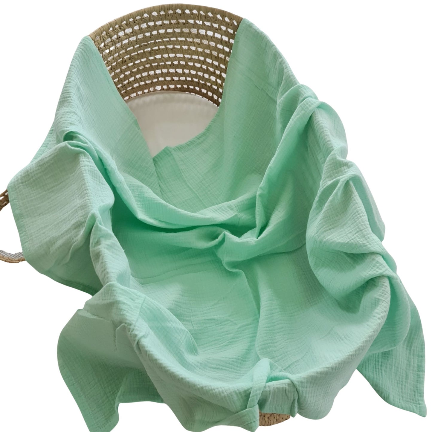 evcushy baby swaddle in Ireland soft cotton muslin green