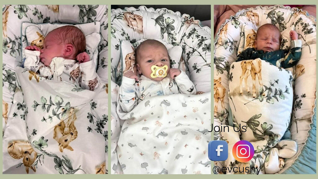 baby snuggly wraped in evcushy baby nest