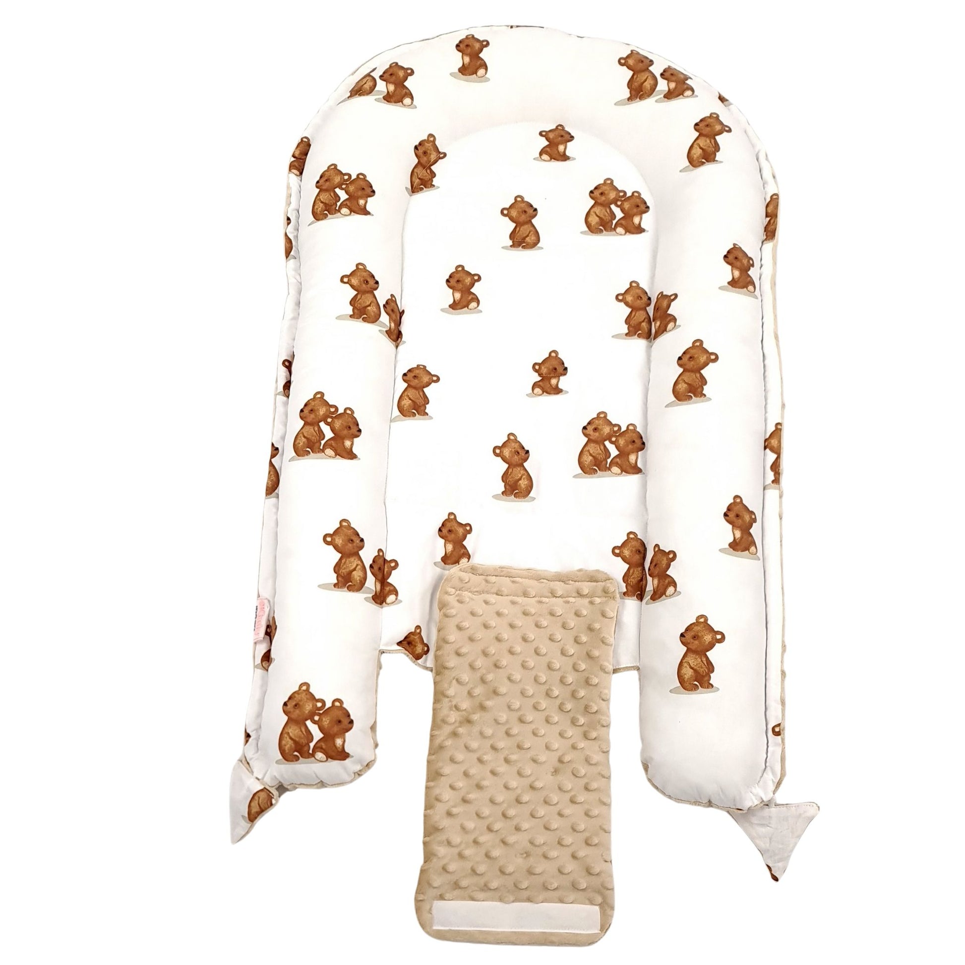 Close-up of minky plush baby nest fabric – soft, breathable, and soothing play mat changing mat for newborn