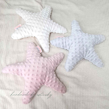 Cuddly Star Shape Baby Pillow Nursery Decor 35x35 cm soft plush grey pink cream