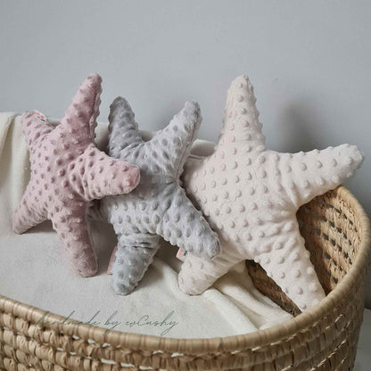 Cuddly Star Shape Baby Pillow Nursery Decor pink grey cream