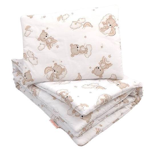 Evcushy Baby Bedding Set – Cloud Nine Bears Collection  Soft Cotton Quilt & Pillow 0-18 months