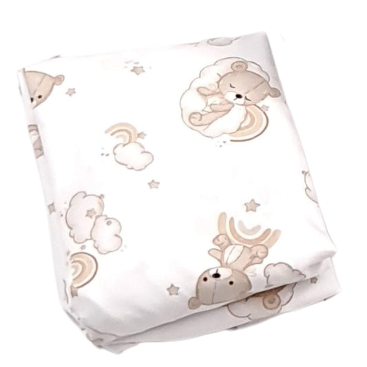 Evcushy Fitted Cot Bed Sheet – Cloud Nine Bears Collection (70x140 cm) cotton with elastic