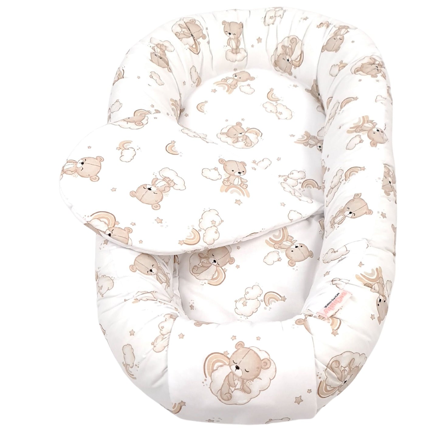 Evcushy Baby Nest Pod with Removable Liner & Safety Cover Band cotton bears pattern