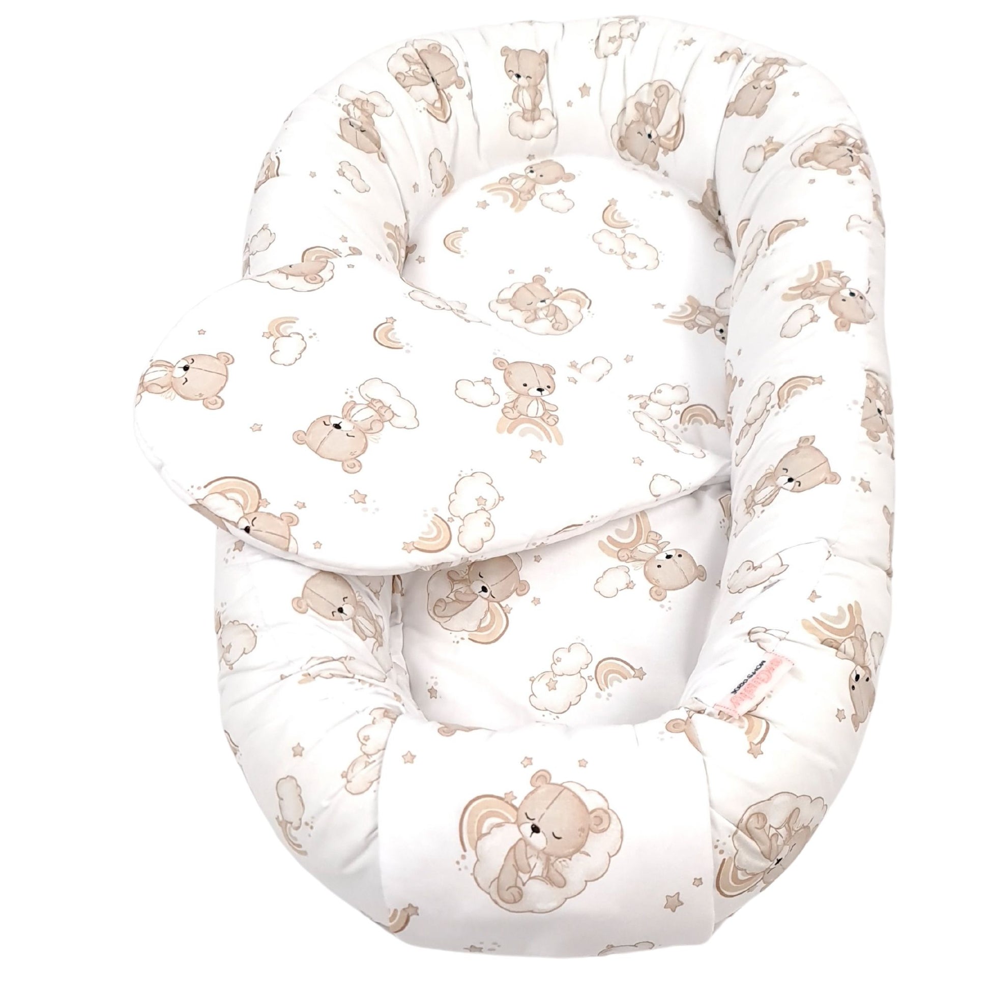 Evcushy Baby Nest Pod with Removable Liner & Safety Cover Band cotton bears pattern