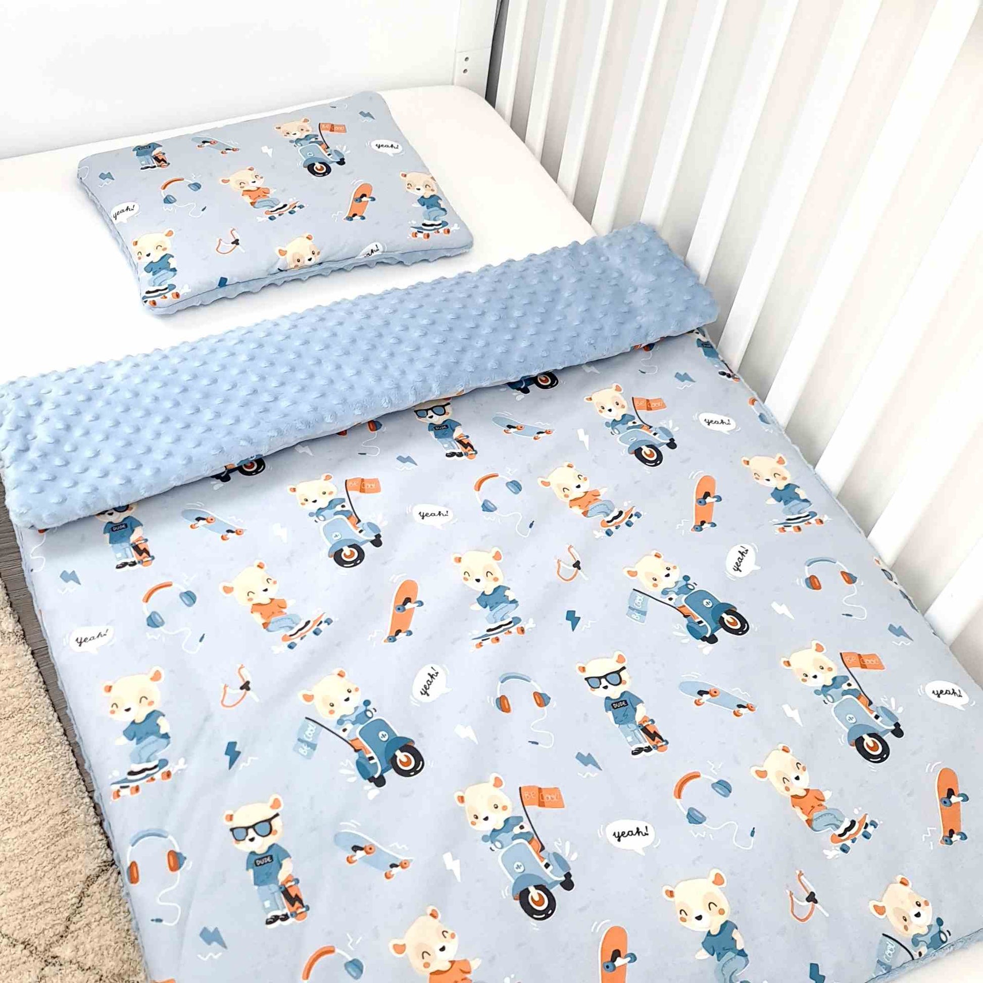 Soft & Breathable Little Dude Cool Teddy Bear Baby Duvet & Pillow Set 0-18 months