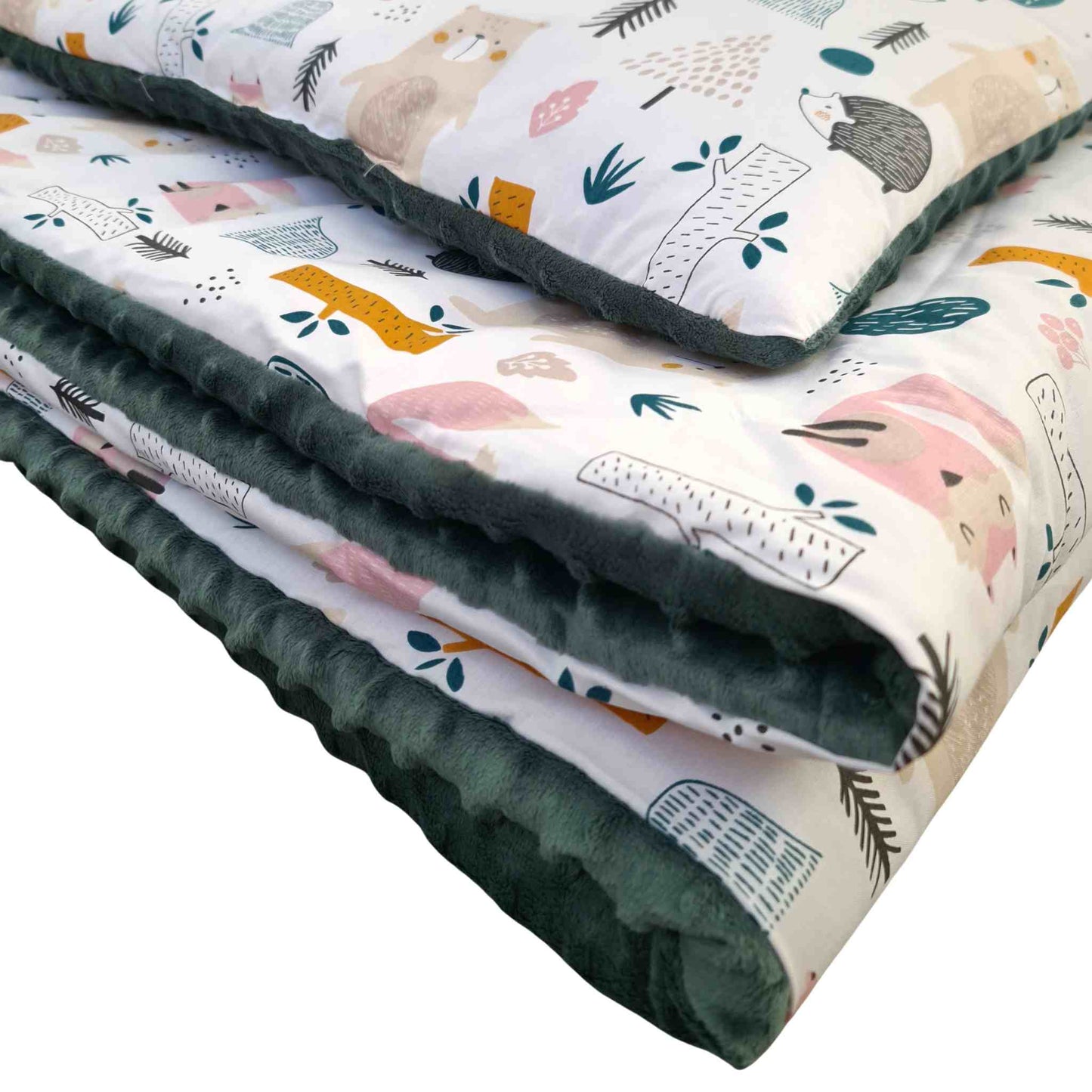 baby bedding set duvet and pillow  100x153 cm cotton forest friends green toddler cot 