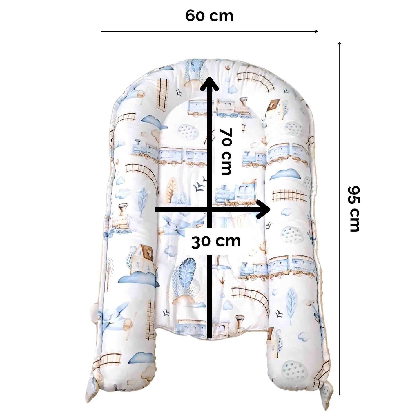 baby nest sleep pod beige plush and 100% cotton evCushy blue nest for boy