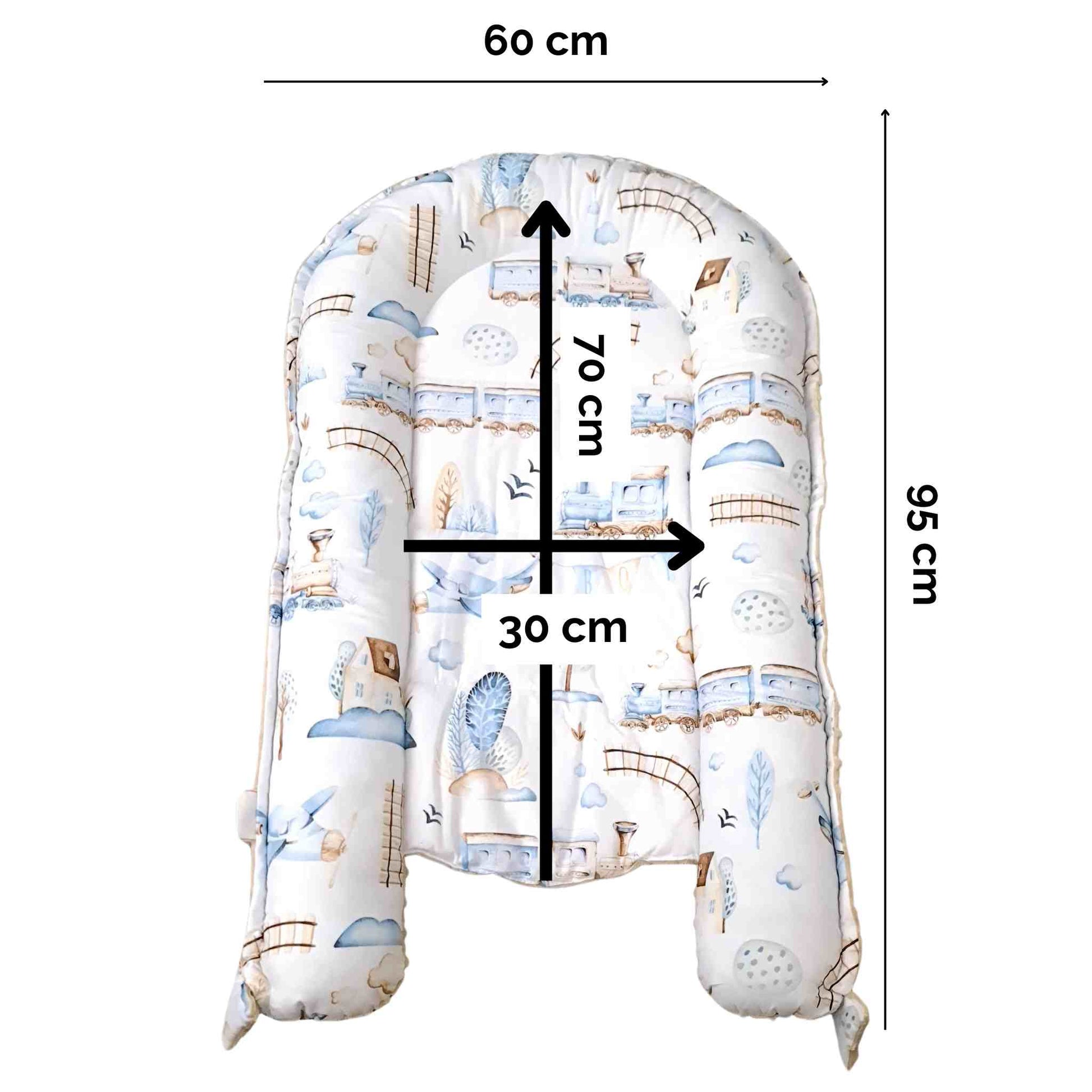 baby nest sleep pod beige plush and 100% cotton evCushy blue nest for boy