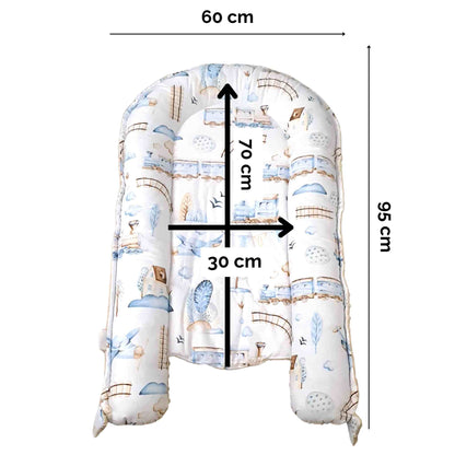 baby nest sleep pod beige plush and 100% cotton evCushy blue nest for boy