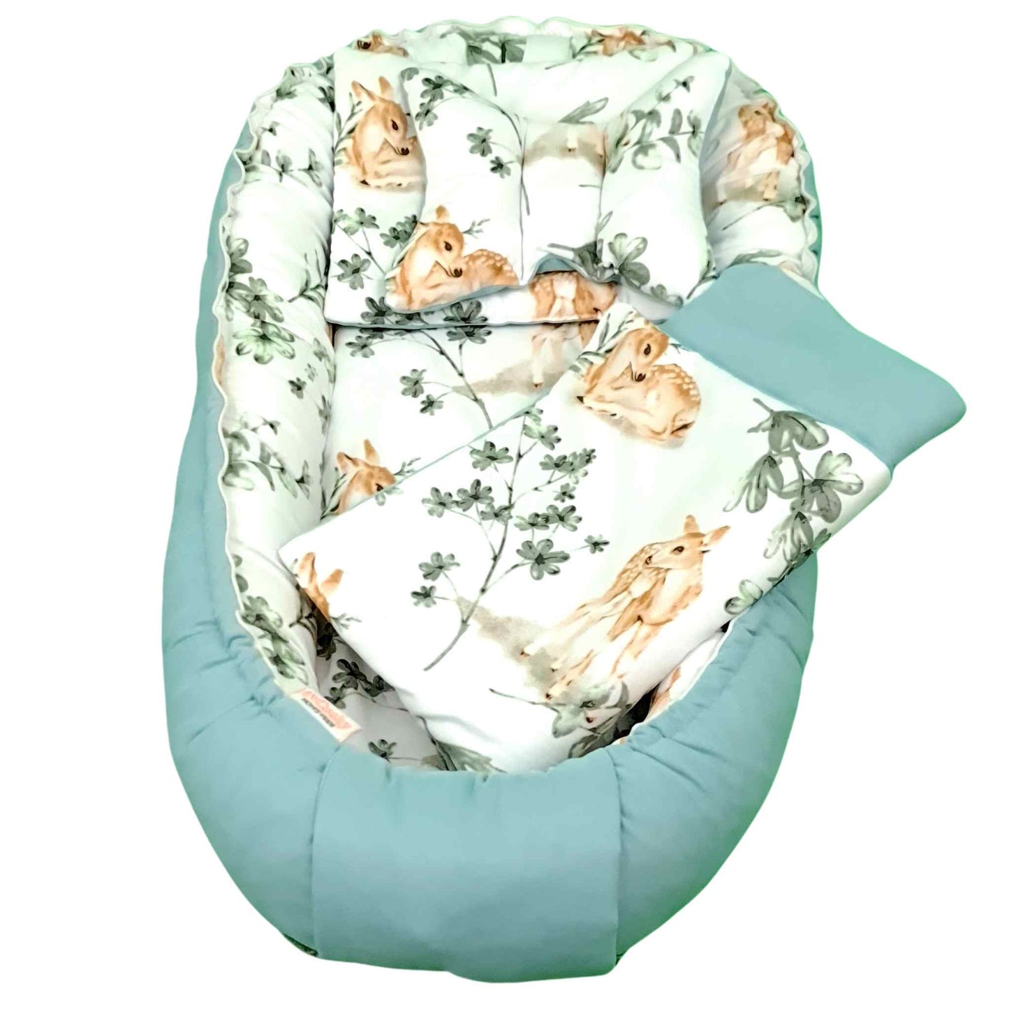 baby nest with liners pillow and blanket for newborn cotton breathable evcushy 5 pc's set for newborn