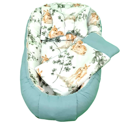baby nest with liners pillow and blanket for newborn cotton breathable evcushy 5 pc's set for newborn