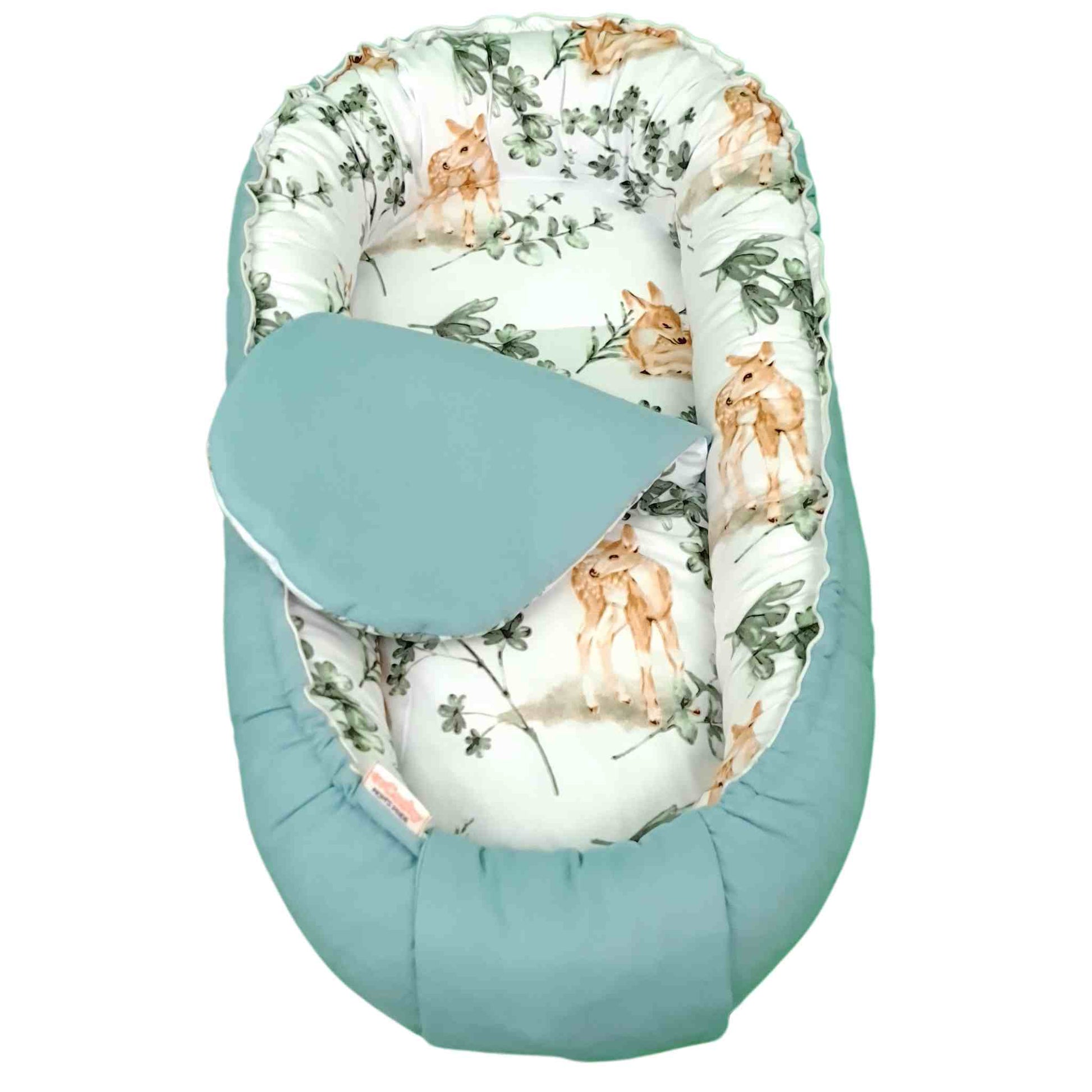 baby nest sleep pod evcushy nest with liner included mint colour with deer pattern cotton free delivery in ireland