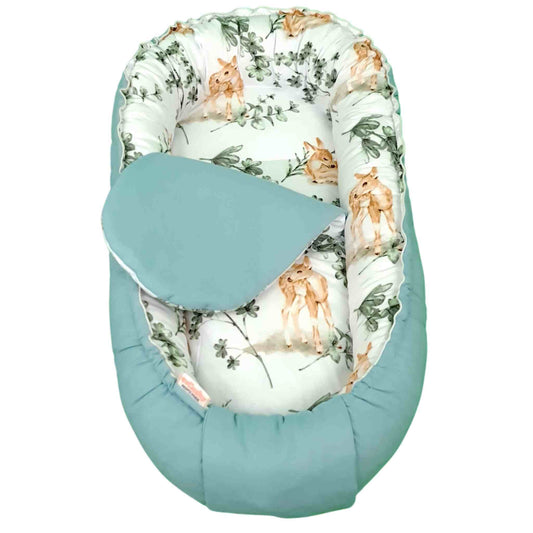 baby nest sleep pod evcushy nest with liner included mint colour with deer pattern cotton free delivery in ireland