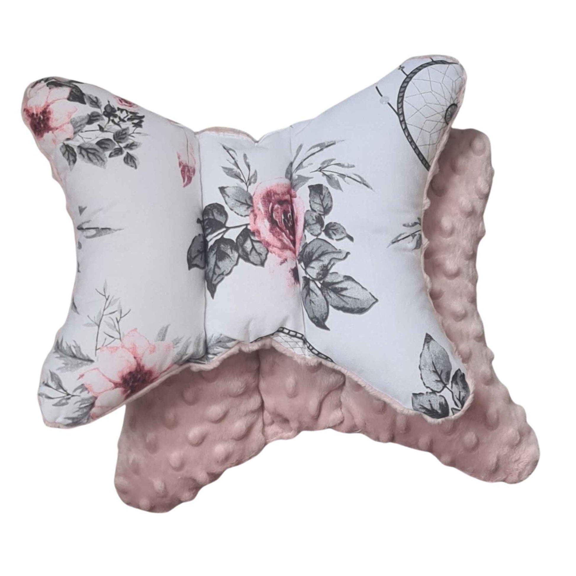butterfly pillow for baby head support pink with flowers pattern evcushy