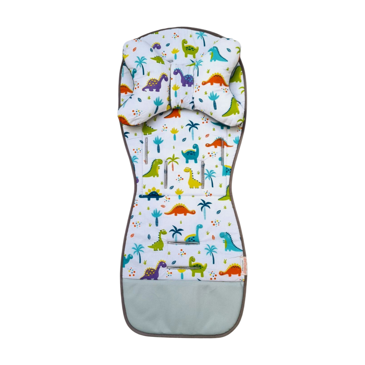 universal liner for prams strollers fits 5 point harness dinosaurs pattern 100% cotton with head support pillow