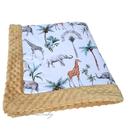 cosy fleece calming blanket for baby cot and stroller safari animals pattern cotton 80x100cm