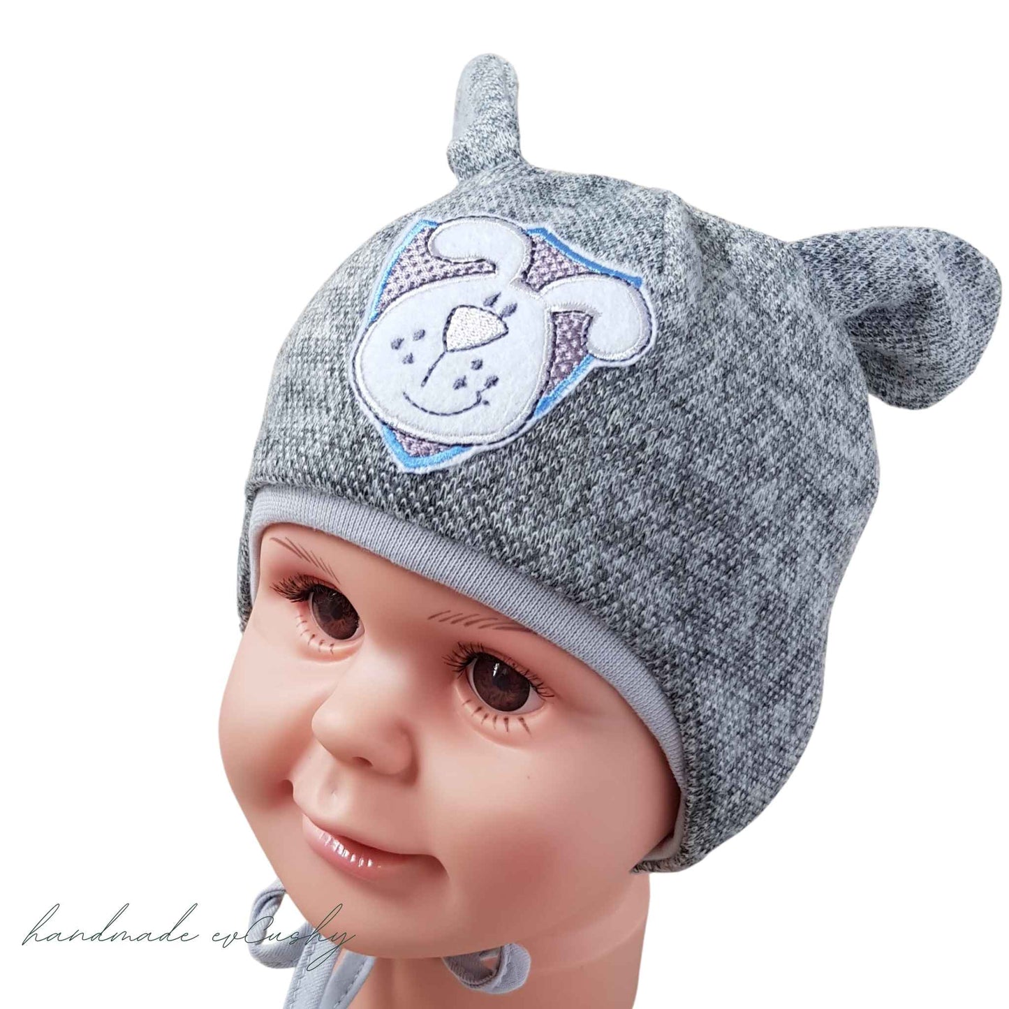 baby winter hat grey cosy grey bonnet for baby boy
