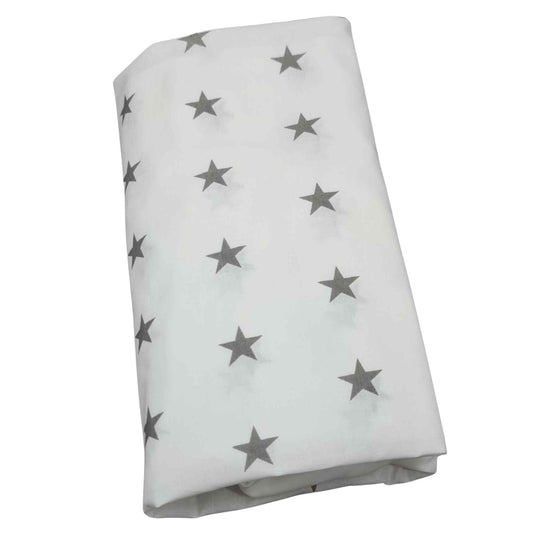 baby cot sheet fitted sheet for 70x170 cm cot bed 100% cotton grey stars on white fitted