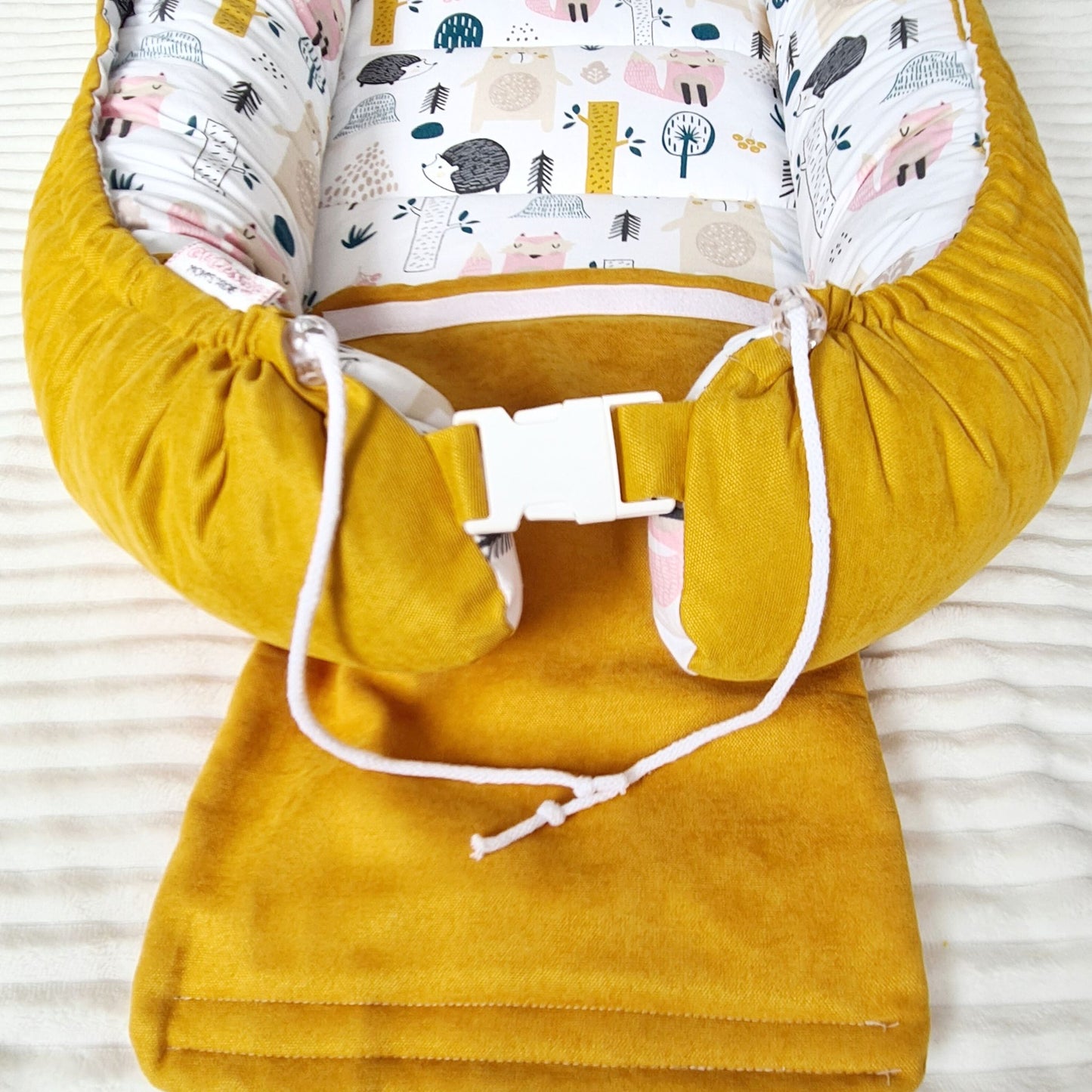 baby pod for toddlers with safe buckle forest animals pattern