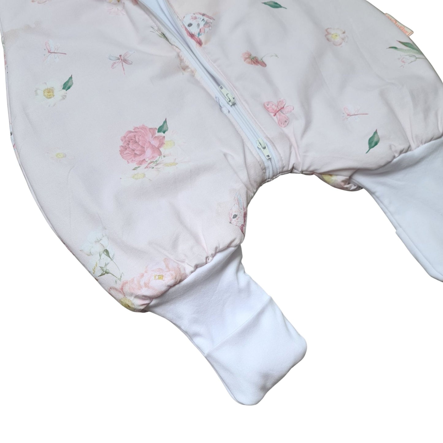 baby toddler sleeping bag with feet pink bunny 100% cotton 2.5 tog all year round with foldable feet