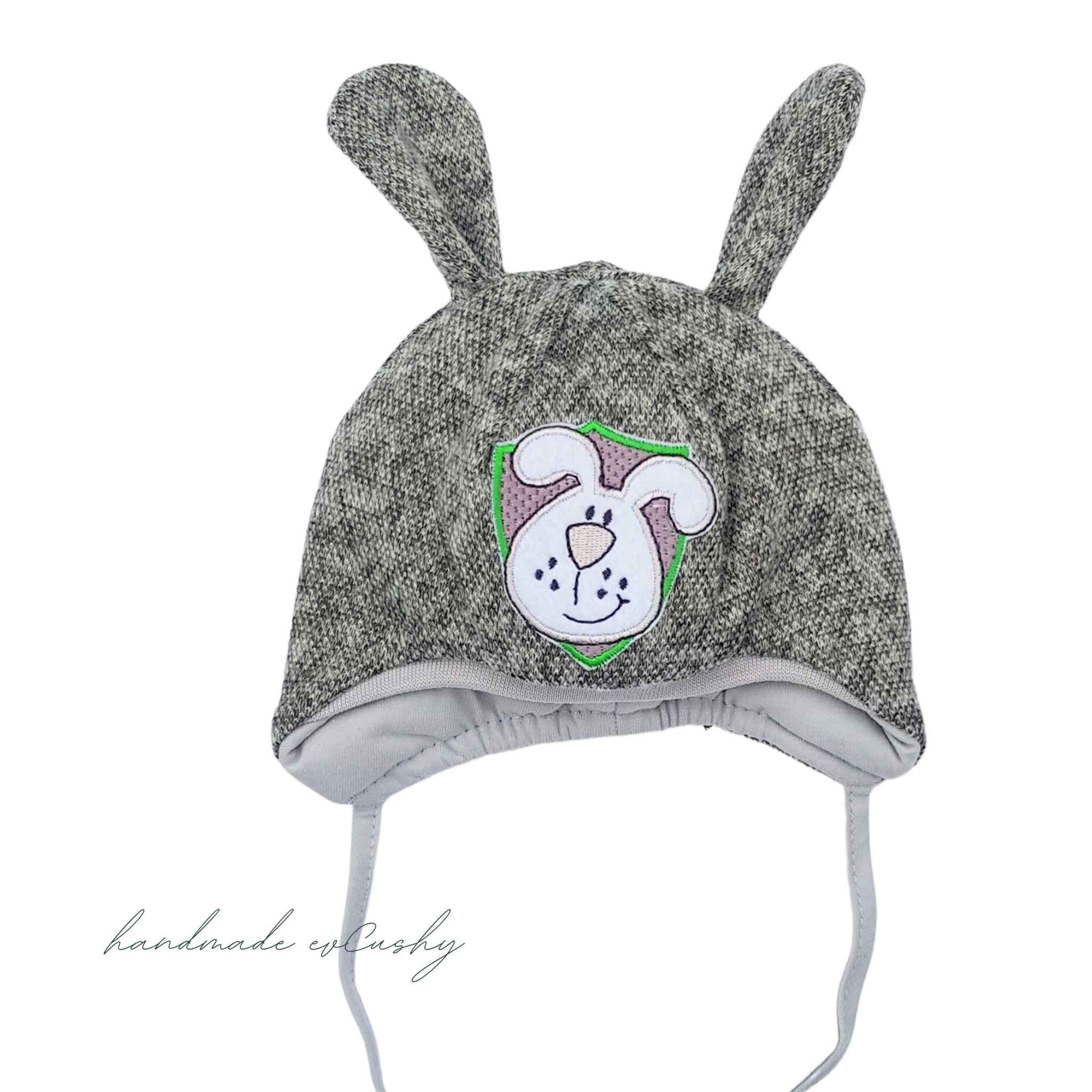 Baby winter hat grey hat for boys from newborn till 6 months evcushy