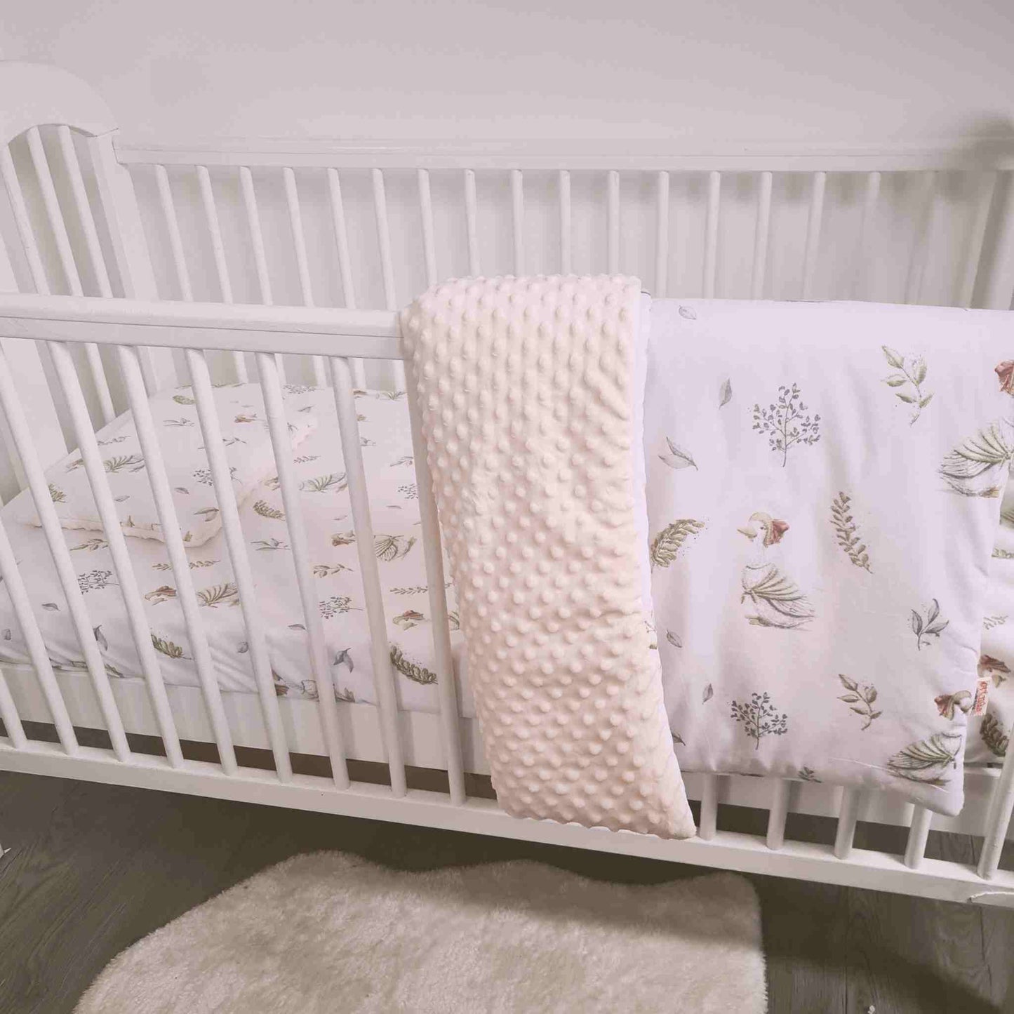 bedding set for baby crib quilt and pillow for girl geese pattern cotton and cosy fleece