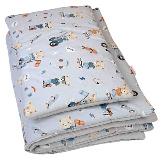 bedding with filling 100% cotton blue for boys age 1-5 years