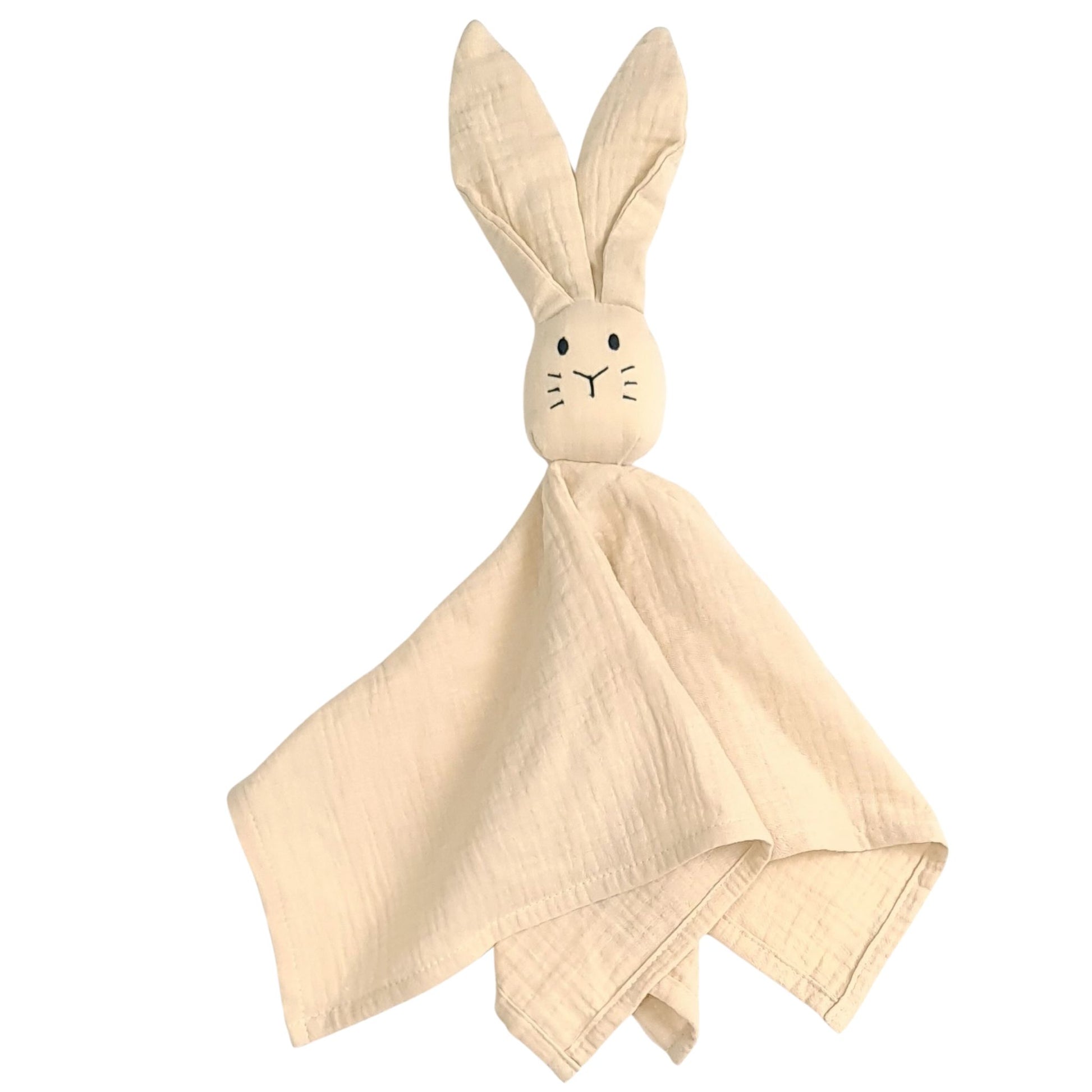 Beige-sunny bunny baby comforter with embroidered face and ears