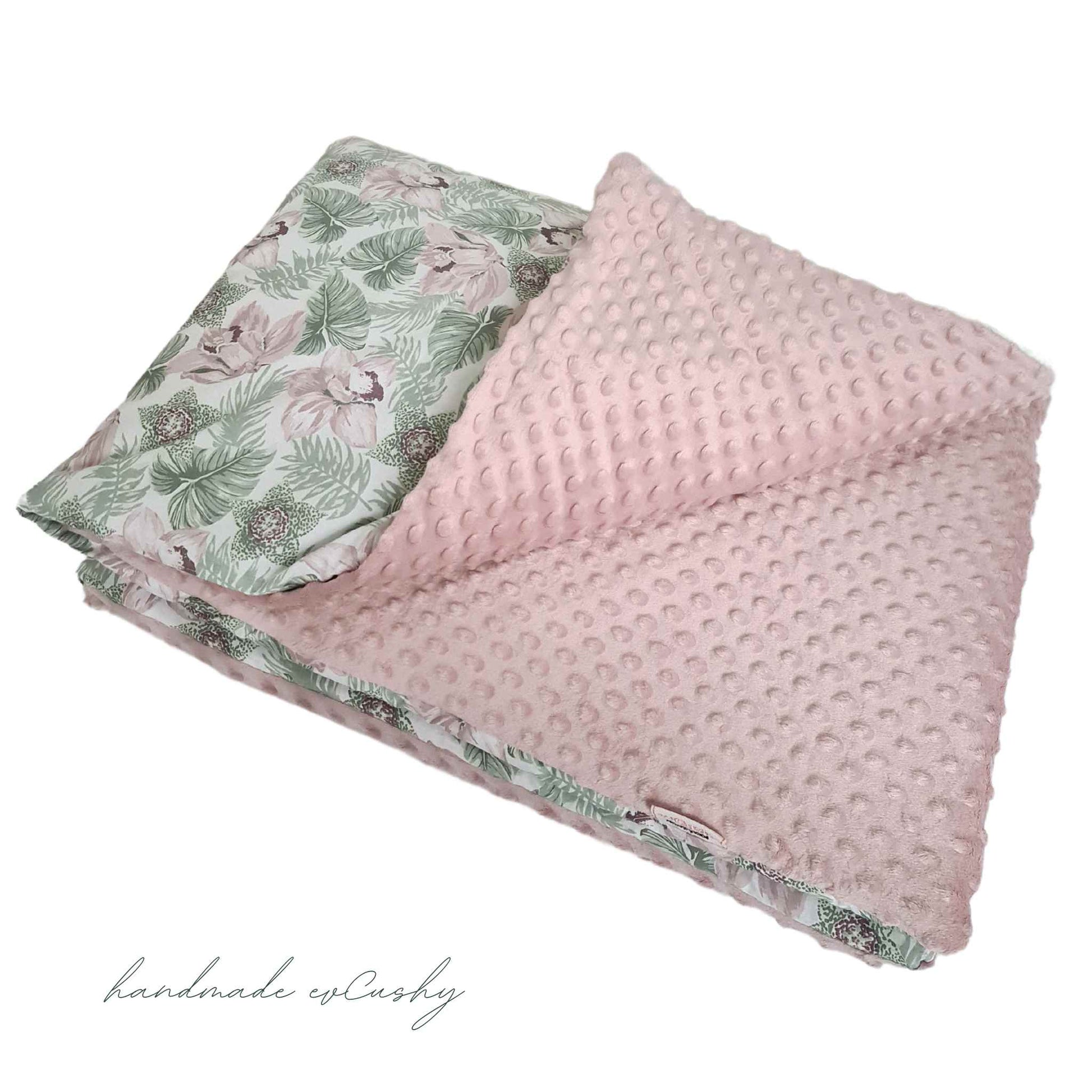 warm blanket for baby girl bed dimple fleece pink and floral cotton sage green