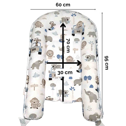 blue nest for baby boy in Ireland breathable cotton safari pattern evcushy sleeping pod with liner measurments 90x60cm