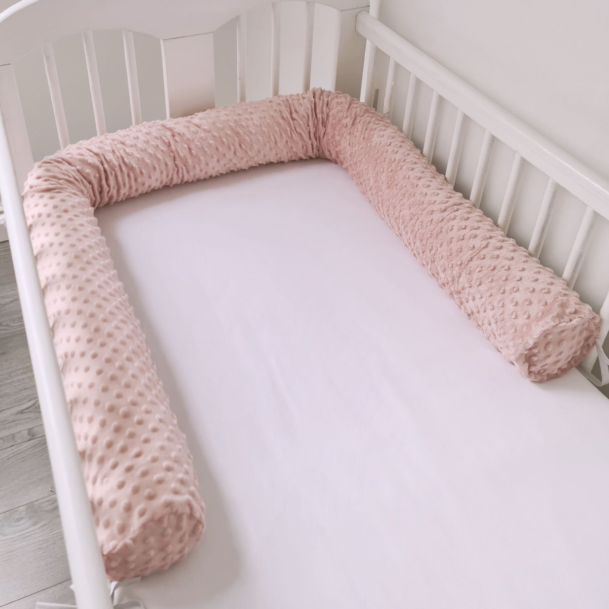 baby cot bed bumper bolster pillow long snake pillow with cosy cover pink plush
