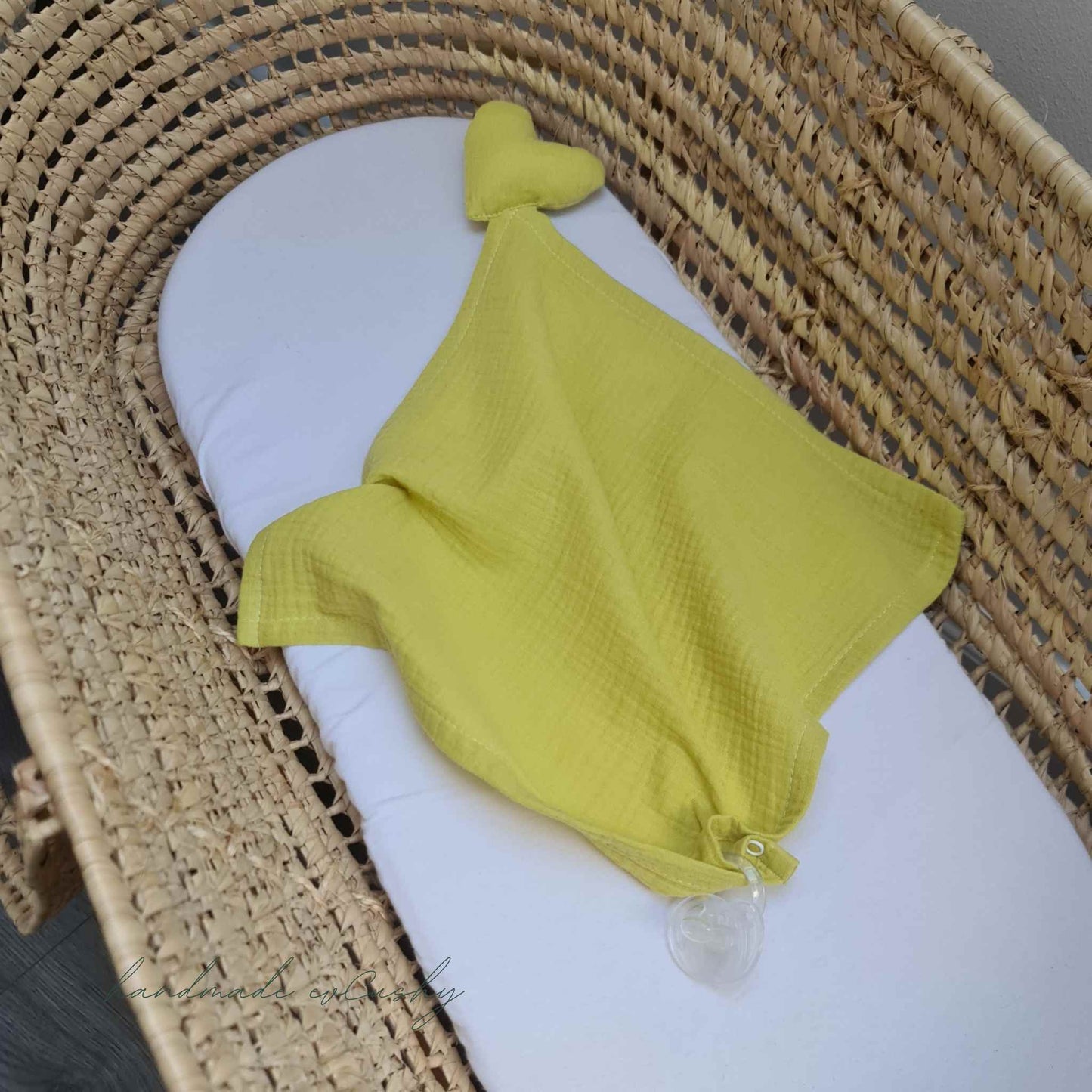 snuggle security blanket muslin square heart toy lime