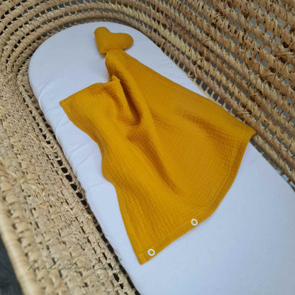 snuggle security blanket muslin square heart toy yellow