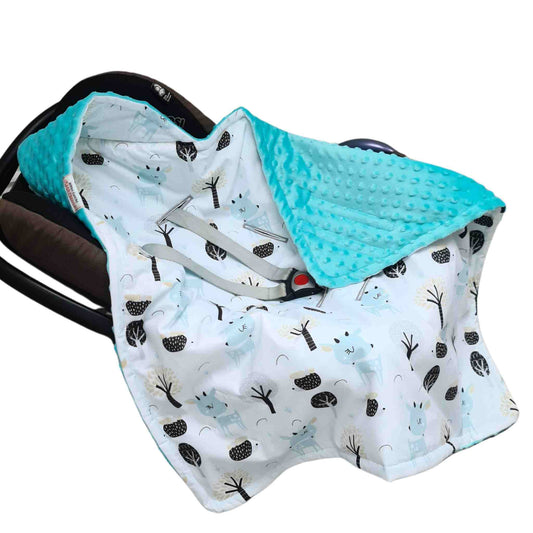 cosy infants car seat blanket cotton and plush mint colour evcushy