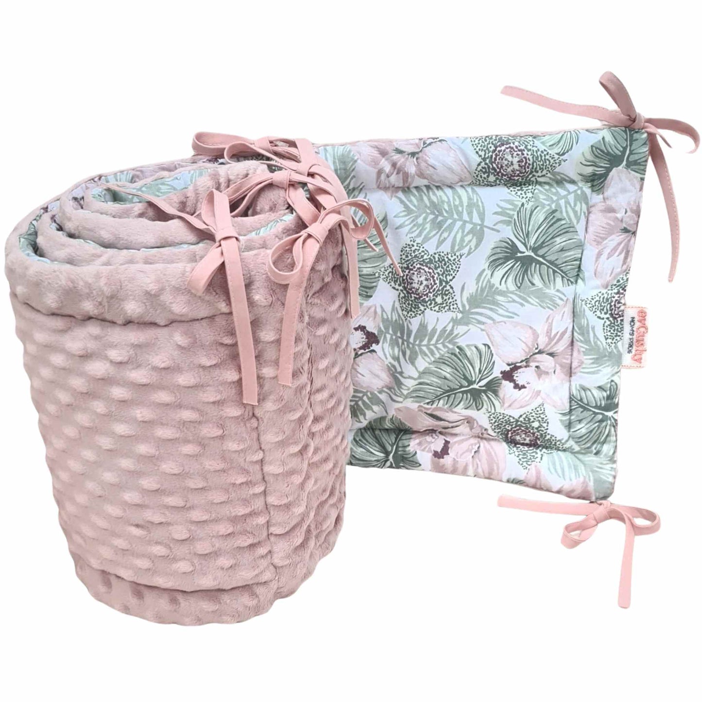 Universal Cot and Cot Bed Bumper Pink Green Floral Fantasy