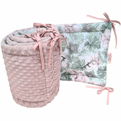 Universal Cot and Cot Bed Bumper Pink Green Floral Fantasy