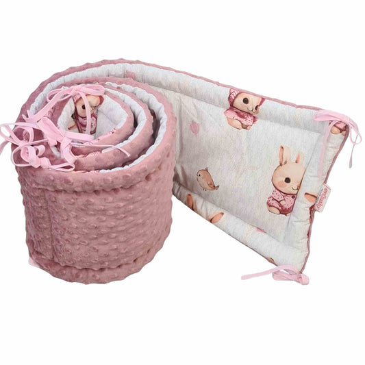 Cot bed bumpers for cot 70x140cm and 60x120cm universal size 210cm covers half of the cot pink