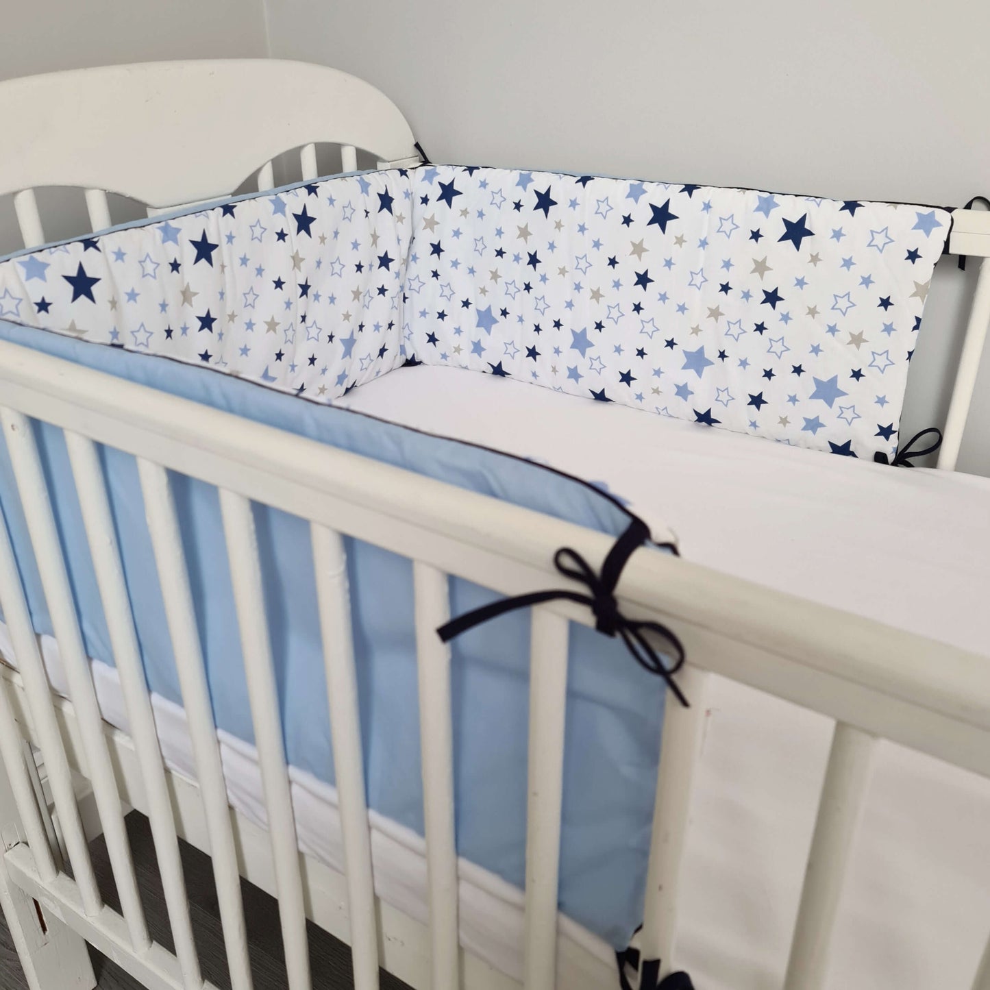 Crib Cot Bumper Protector  Blue Stars