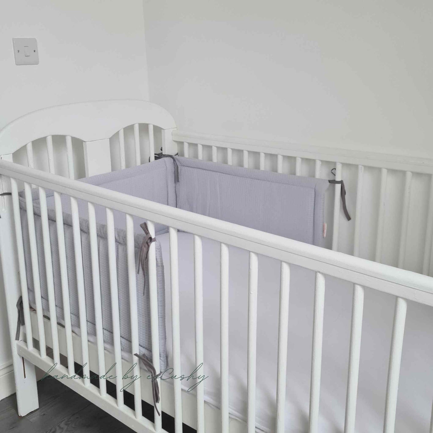 cot bumper grey 100% cotton for cot bed evcushy