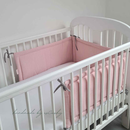 cot bumper pink 100% cotton for cot bed evcushy