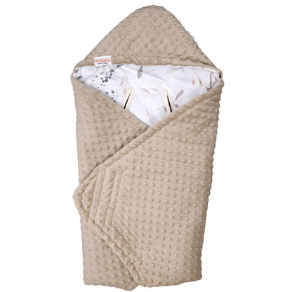 Cotton Blossom baby car seat blanket swaddle with floral cotton and plush fleece, safe for 3 and 5 point harness systems.