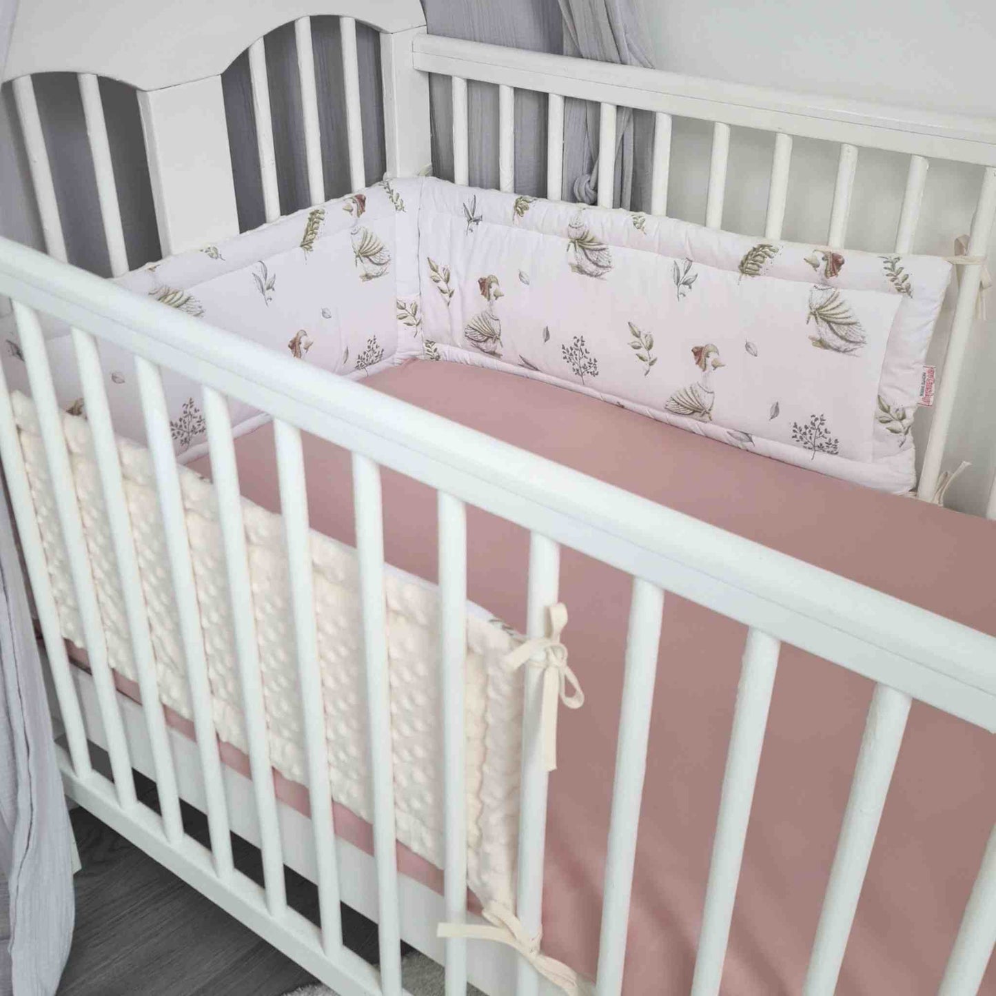 crib set for baby bumper for cot fitted organic sheet pink evcushy