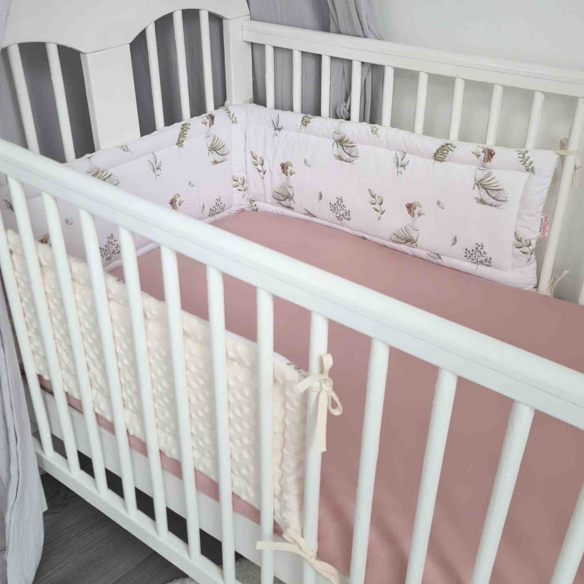 crib set for baby bumper for cot fitted organic sheet pink evcushy