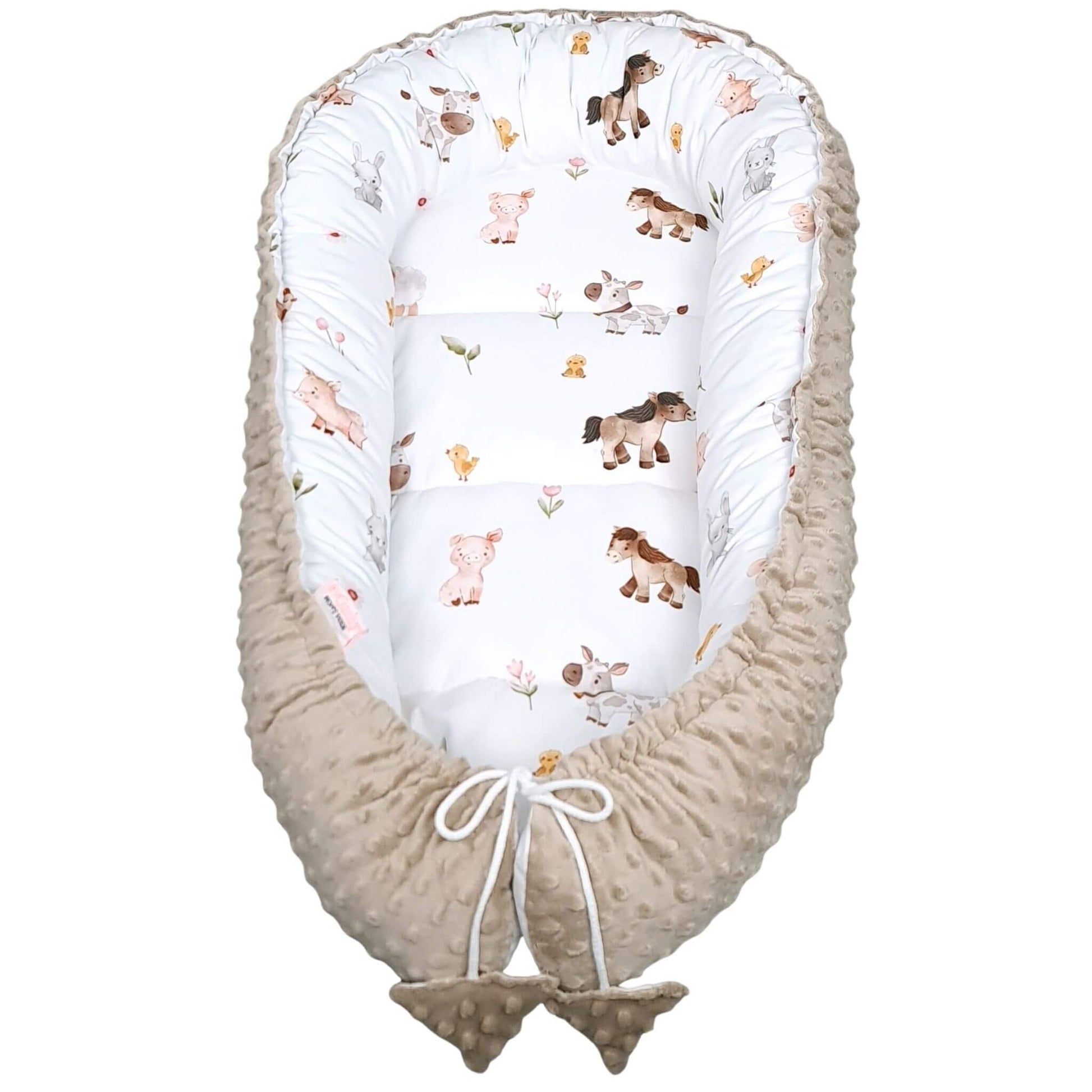 photo of baby nest with countryside farm animals design breathable and safe sleeping aid – Evcushy