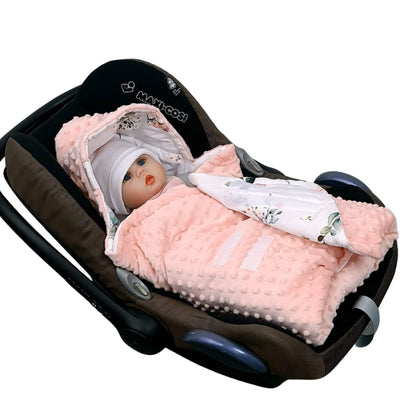 Close-up of Velcro fastening on Evcushy Hummingbird Garden Car Seat Blanket for easy use